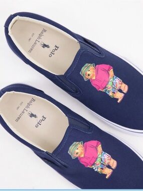 POLO Ralph Lauren Thompson Bermuda Bear Slip-On Canvas Shoes sneakers sz 13 EUC